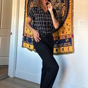 Striped black slacks work pants